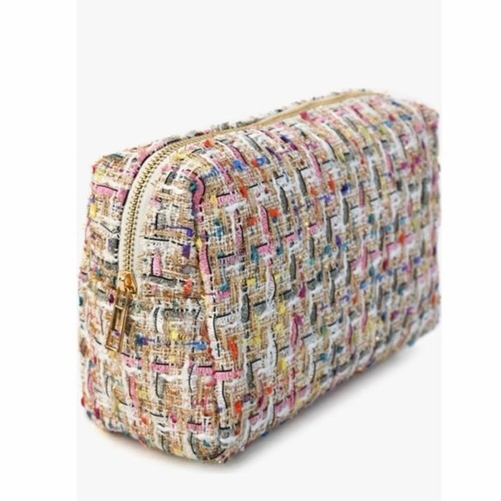 Blush Crush Latge Tweed Cosmetic Bag